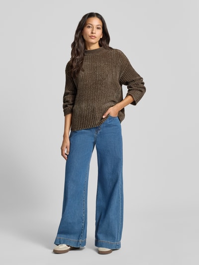 FREE/QUENT Gebreide pullover in riblook, model 'Thrill' Taupe - 1