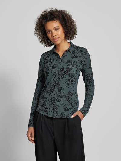 Marc O'Polo Regular Fit Jersey-Bluse aus hochwertigem Viskose-Mix mit Print-Muster Smaragd 4