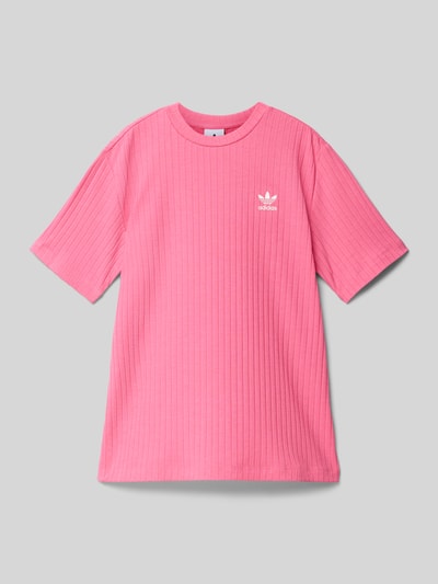 adidas Originals T-shirt o kroju wide fit z efektem prążkowania Mocnoróżowy 1