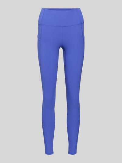 Produktfoto, Slim Fit Leggins mit breitem Bund Modell 'OASIS' von Fabletics in Blau, elastischer Material-Mix, Beintaschen, glatte Struktur