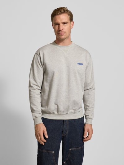 WOODBIRD Sweatshirt met labelprint, model 'Cane' Lichtgrijs gemêleerd - 4