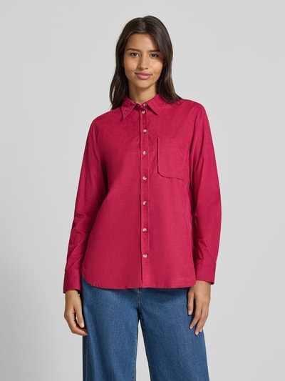 Christian Berg Woman Relaxed fit overhemdblouse in ribcordlook met borstzak Fuchsia - 4
