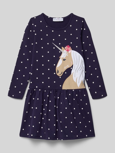 DANAMADE Mini-jurk met motiefprint, model 'FERAY' Marineblauw - 1