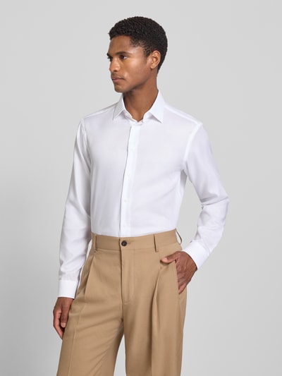 Christian Berg Men Regular Fit Business-Hemd mit Strukturmuster und Kentkragen Weiss 4