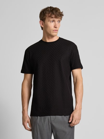 ARMANI EXCHANGE Regular Fit T-Shirt aus reiner Baumwolle mit Strukturmuster Black 4