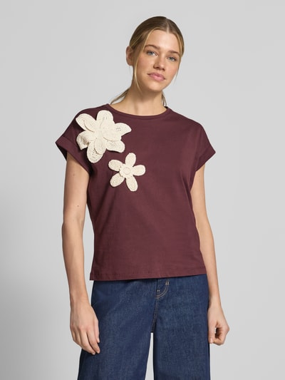 Christian Berg Woman T-shirt met applicaties en ronde hals Chocoladebruin - 4