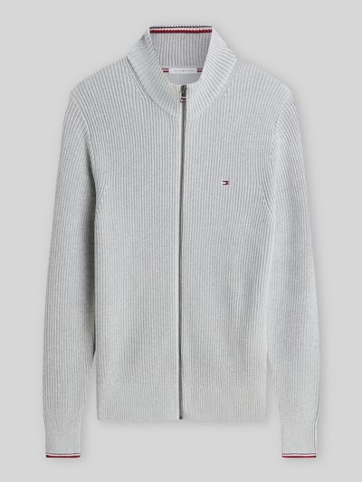 Tommy Hilfiger Regular Fit Strickjacke aus reiner Baumwolle Hellgrau Melange 2