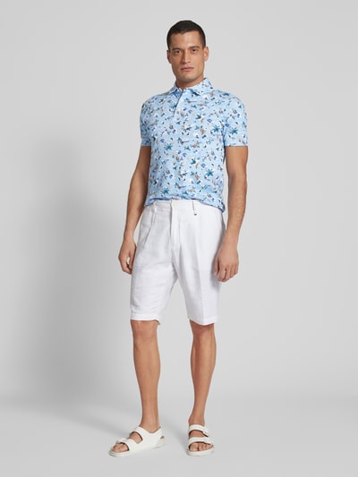 Bruun & Stengade Poloshirt met all-over motief, model 'HERMANOS' Lichtblauw - 1