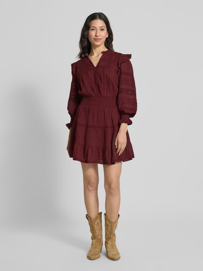 Neo Noir Minikleid mit V-Ausschnitt Modell 'Aran' Bordeaux 1