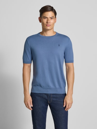 Polo Ralph Lauren Gebreid shirt met ronde hals en labelstitching Rookblauw - 4