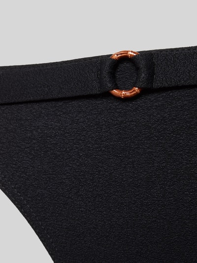 Produktfoto, schwarzer Bikini-Slip mit Label-Detail, Modell 'DITA' von Banana Moon, Material-Mix mit Stretch-Anteil, körpernaher Schnitt.