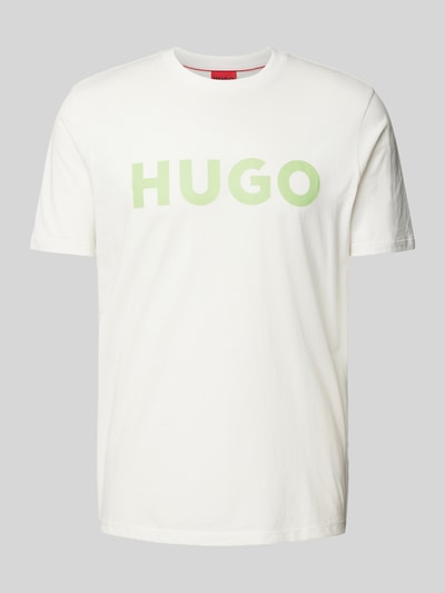 HUGO T-shirt z nadrukiem z logo model ‘DULIVIO’ Złamany biały 2