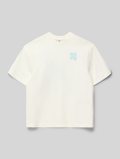 Produktfoto, Relaxed Fit T-Shirt mit Logo-Print von Garcia in Weiß aus reiner Baumwolle, Rundhalsausschnitt, Motiv- und Logo-Print auf der Brust