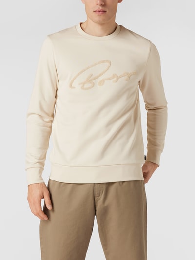 BOSS Sweatshirt mit Label-Applikation Modell 'Stadler' Offwhite 4