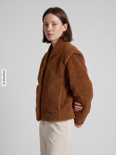Selected Teddyjacke mit Schalkragen Modell 'SLWISABEL' Camel 4