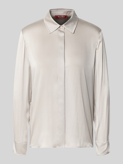Produktfoto, Regular fit blouse met lange mouwen van zijdemix model 'XERO' van Max Mara voor Dames, glanzend beige, glad oppervlak