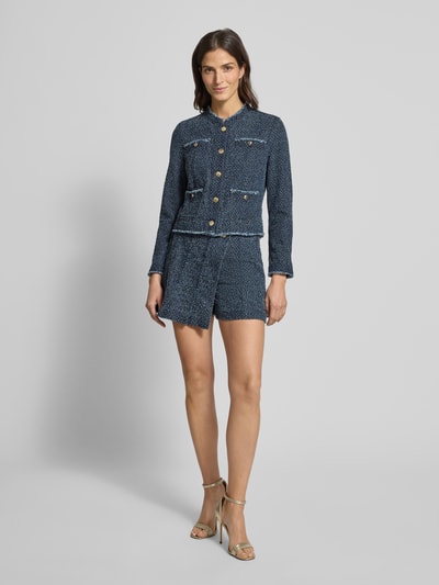 Marc Cain Regular fit blazer met opstaande kraag en blinde knoopsluiting Marineblauw gemêleerd - 1