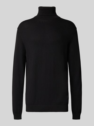 Casual Friday Slim fit gebreide pullover met col, model 'Osvald' Zwart - 2