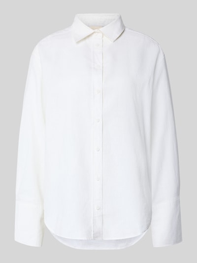 Produktfoto, Regular Fit Bluse aus Leinen-Baumwoll-Mix von Gina Tricot, biały, gładka faktura, kołnierzyk koszulowy, krój regular fit, długi rękaw, lista guzików