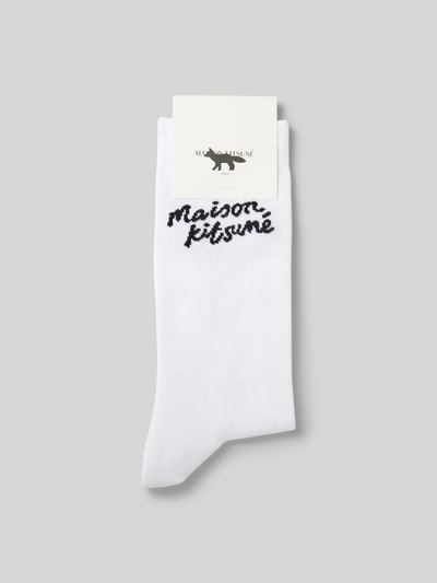 MAISON KITSUNE Socken mit Label-Print Weiss 3