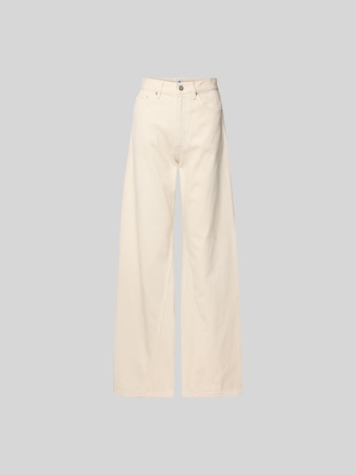 Produktfoto, Wide Fit Jeans aus reiner Baumwolle von Anine Bing in Creme, 5-Pocket-Design, Ziernähte, Knopf-Reißverschluss, glatte Textur
