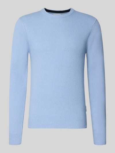Produktfoto, Oversized Strickpullover mit gerippten Abschlüssen von Casual Friday in Hellblau, Lanawoll-Mix, Rundhalsausschnitt, glatte Textur
