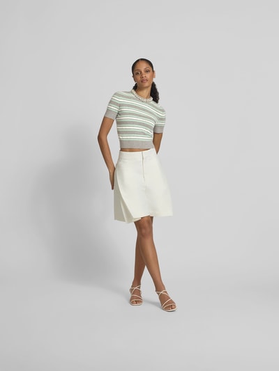 Self-Portrait T-Shirt mit Strasssteinbesatz Mittelgrau 1