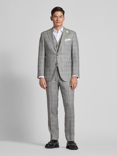 Carl Gross Slim Fit Anzughose mit Gitterkaro Modell 'Shiver-G' Hellgrau 1