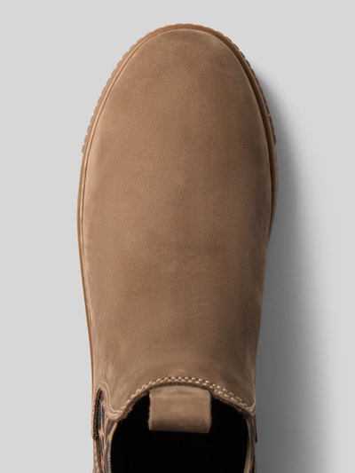 Produktfoto, Chelsea Boots aus echt rundleer van Tamaris, kleur: effen, punt van de schoen: rond, hakvorm: plat, logodetail, treklusje, licht geprofileerde zool, materiaalverwerking: generfd leer