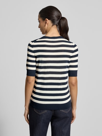 BOSS Shaped Fit Strickpullover aus reiner Schurwolle Modell 'Farbella' Dunkelblau 5