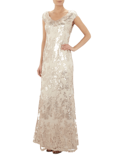 Adrianna Papell Abendkleid mit Muster aus Paillettenbesatz Sand 1