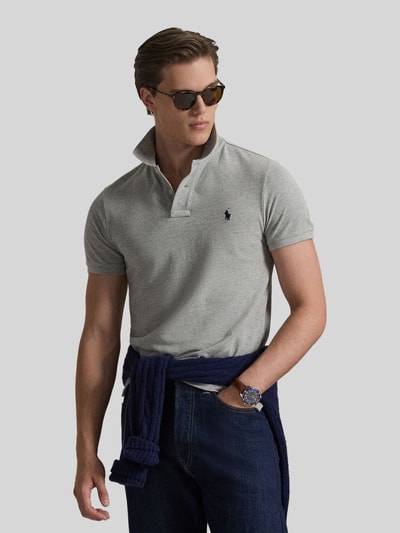 Polo Ralph Lauren Slim Fit Poloshirt aus reiner Baumwolle Hellgrau 4