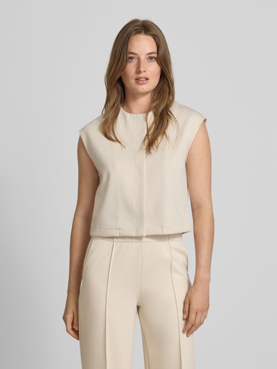 Someday Wide fit gilet met ronde hals, model 'Umandy' Zand - 4