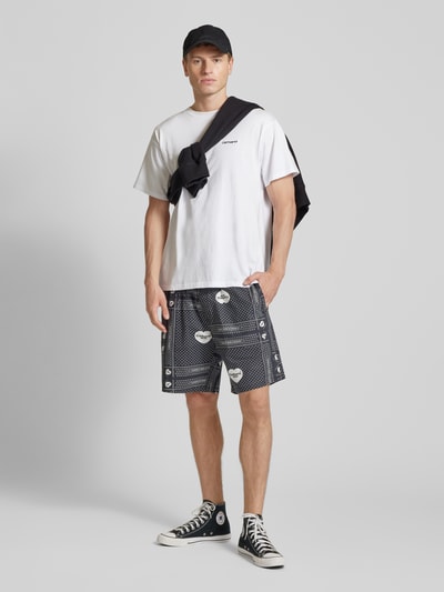 Carhartt Work In Progress Regular Fit Shorts mit elastischem Bund Modell 'HEART BANDANA' Black 1