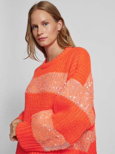 Essentiel Strickpullover mit Paillettenbesatz Orange 3