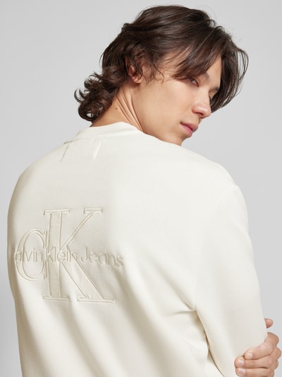 Calvin Klein Jeans Sweatjack met labelpatch, model 'APPLIQUE' Offwhite - 3