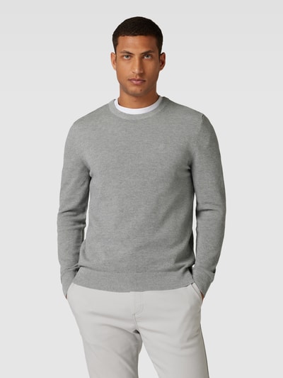 Marc O'Polo Gebreide pullover met labelstitching Middengrijs gemêleerd - 4