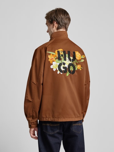 HUGO Jacke mit Motiv-Stitching Modell 'Brey' Mittelbraun 5