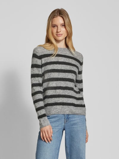 MOS MOSH Gebreide pullover met ronde hals, model 'THORA' Middengrijs - 4