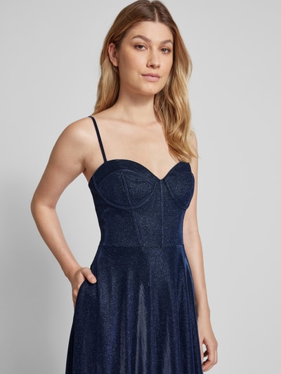 Luxuar Abendkleid mit Beinschlitz Dunkelblau 3