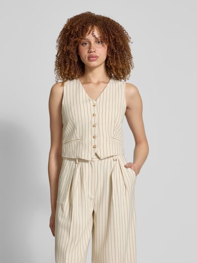 LeGer by Lena Gercke Gilet met paspelzakken en V-hals Beige - 4