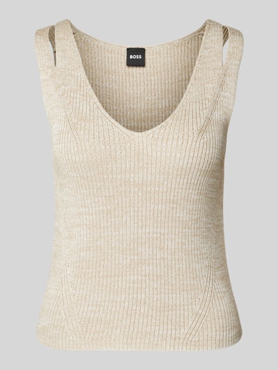 BOSS Stricktop mit Cut Outs Modell 'Flani' Beige 1