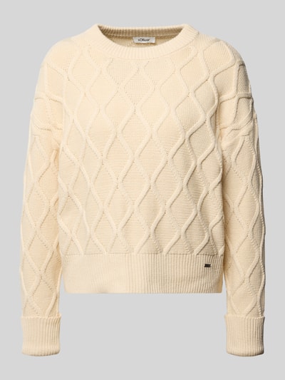 s.Oliver RED LABEL Regular Fit Strickpullover aus Baumwoll-Mix Ecru 2