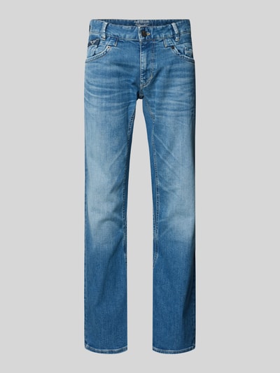 Produktfoto, Relaxed Fit Jeans im Used-Look Modell 'Commander' von PME Legend aus Baumwoll-Mix mit Stretch-Anteil, mittleres Blau, dezente Waschung, sichtbare Nähte, Bundweite Größe 32/32: 45 cm, Innenbeinlänge: 78 cm