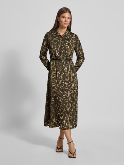 Mango Hemdblusenkleid mit Gürtel Modell 'CAMILA' Khaki 4