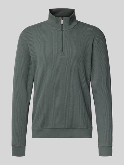 BOSS Regular fit sweatshirt van katoenmix Rietgroen - 2
