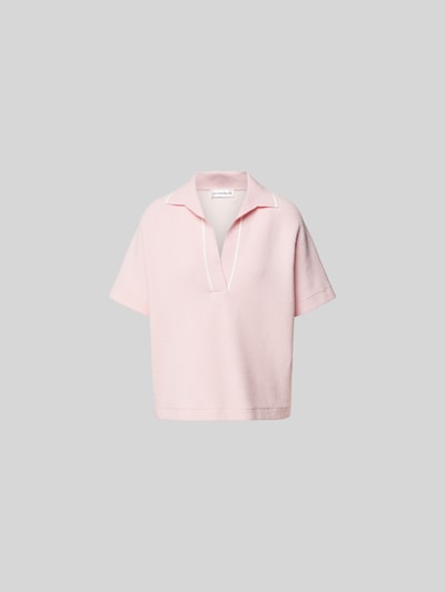 Victoria Beckham Oversized Poloshirt mit V-Ausschnitt Hellrosa 2