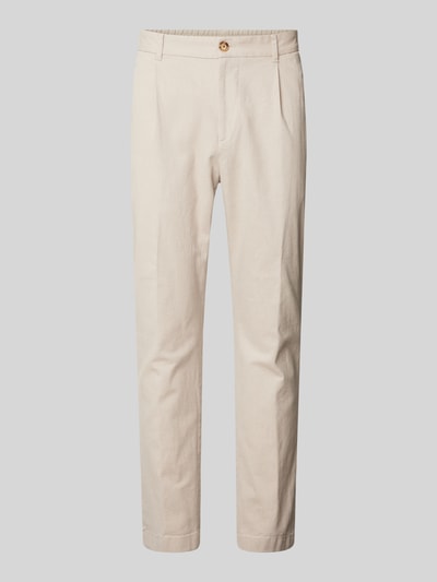 JOOP! Collection Loose Fit Bundfaltenhose mit elastischem Bund Modell 'Lester' Beige 2