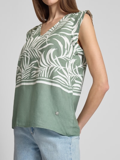 ZABAIONE Regular Fit Blusentop aus Leinen-Baumwoll-Mix Khaki 3