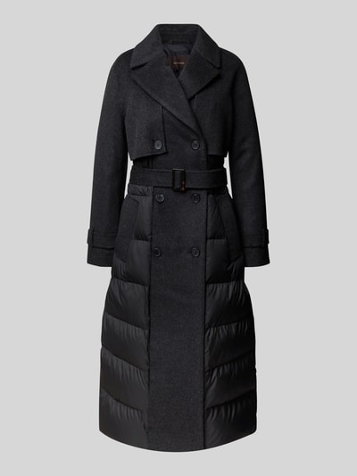 Windsor Płaszcz z kołnierzem z połami i paskiem Ciemnoszary melanż 2